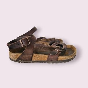 BIRKENSTOCK Yara Oiled Nubuk Leather Strap Ankle Gladiator Sandals EU 37 US 6.5